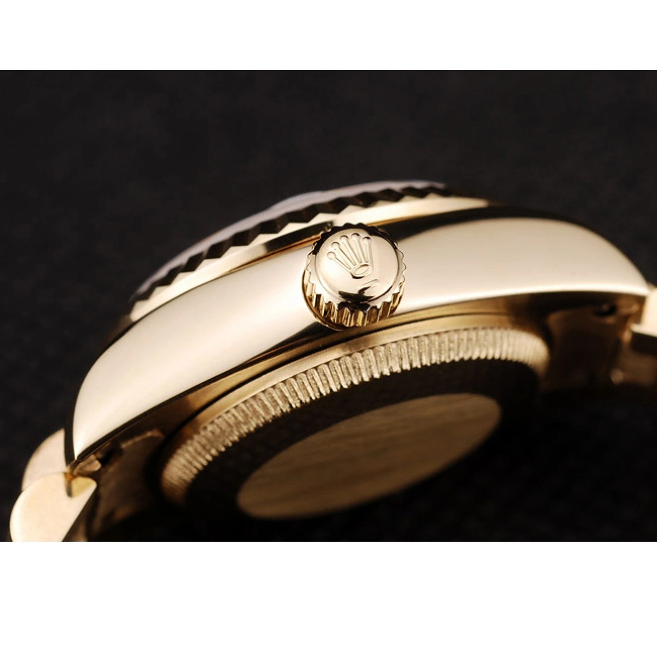 MiroTime 0808 Rolex DateJust Ribbed Pattern Gold Bezel Gold Dial